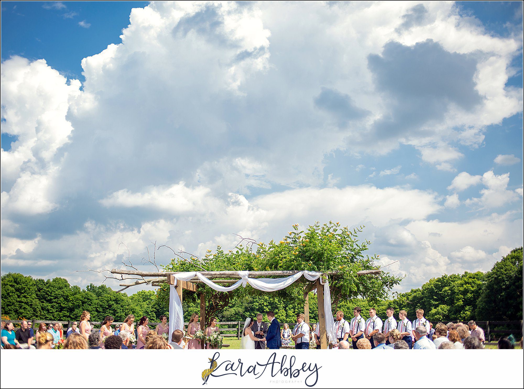Navy and Pink Summer Outdoor Wedding at the Hayloft in Rockwood, PA Ceremony in the Corral