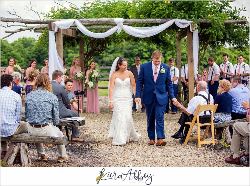 Navy and Pink Summer Outdoor Wedding at the Hayloft in Rockwood, PA Ceremony in the Corral 