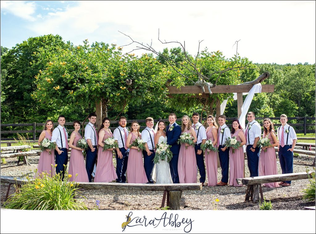 Navy and Pink Summer Outdoor Wedding at the Hayloft in Rockwood, PA Bridal Party Portraits