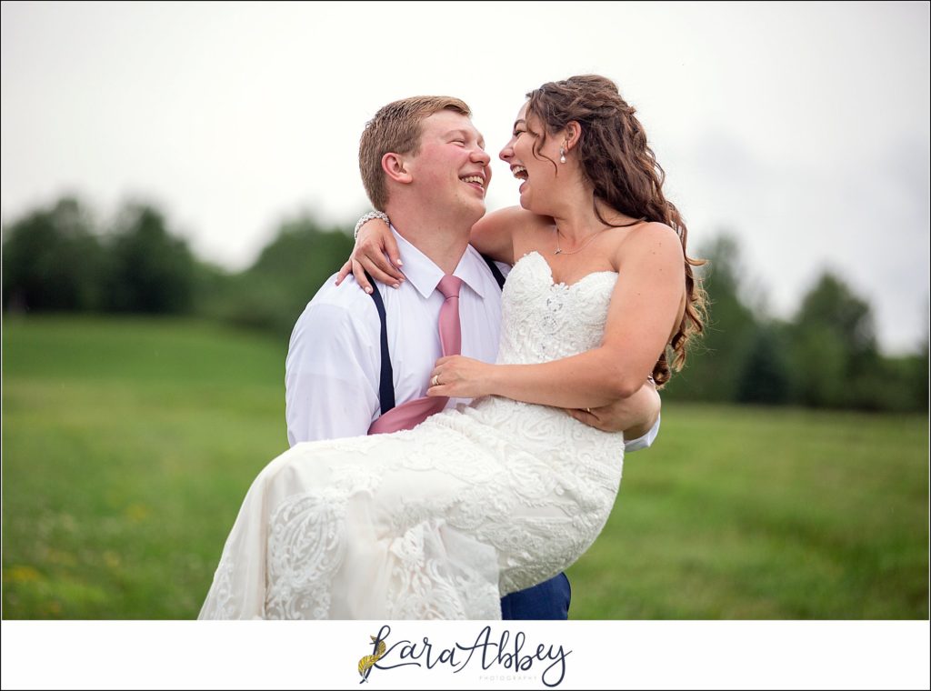 Navy and Pink Summer Outdoor Wedding at the Hayloft in Rockwood, PA Sunset Bride & Groom Portraits in the Field