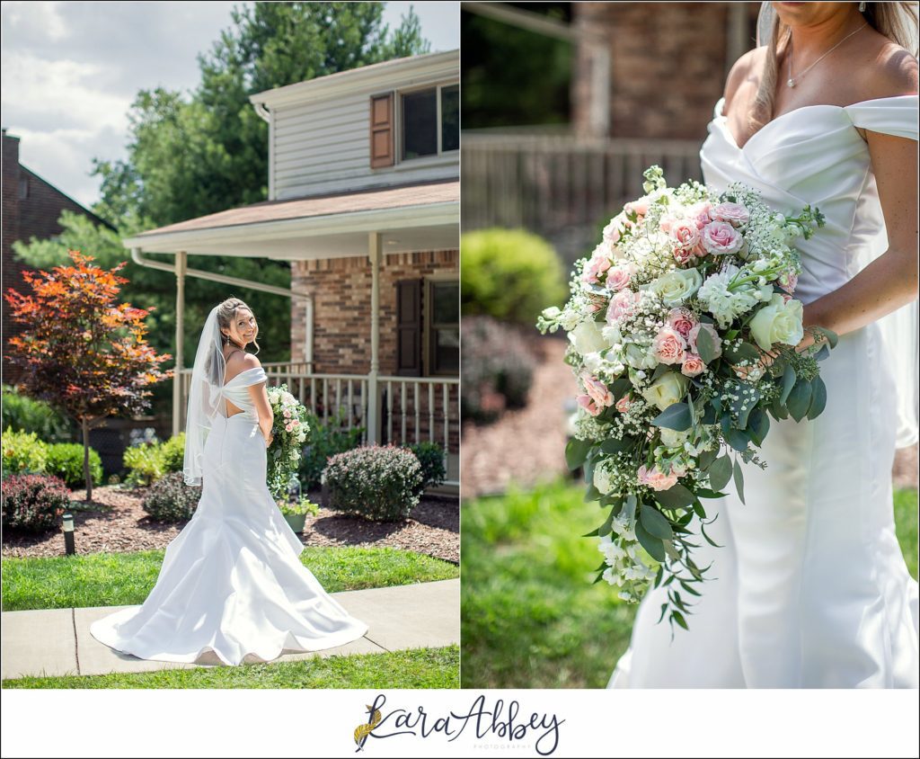 Blush & Grey Summer Wedding Bridal Details Bride & Bridesmaids Portraits in Pittsburgh, PA Home