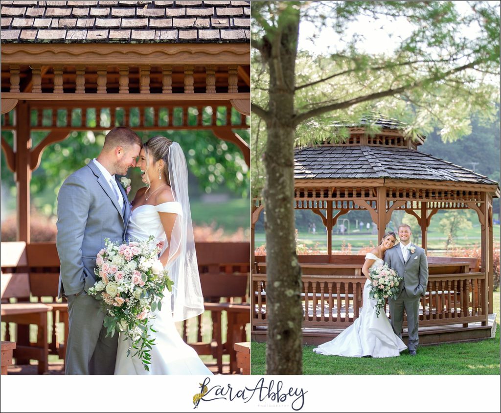 Blush & Grey Summer Wedding Bride & Groom Portraits at Indian Lake Park in Irwin, PA