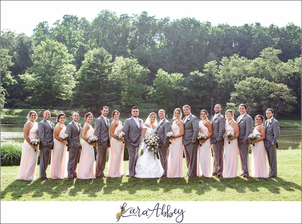 Blush & Grey Summer Wedding Bridal Party Portraits at Indian Lake Park in Irwin, PA