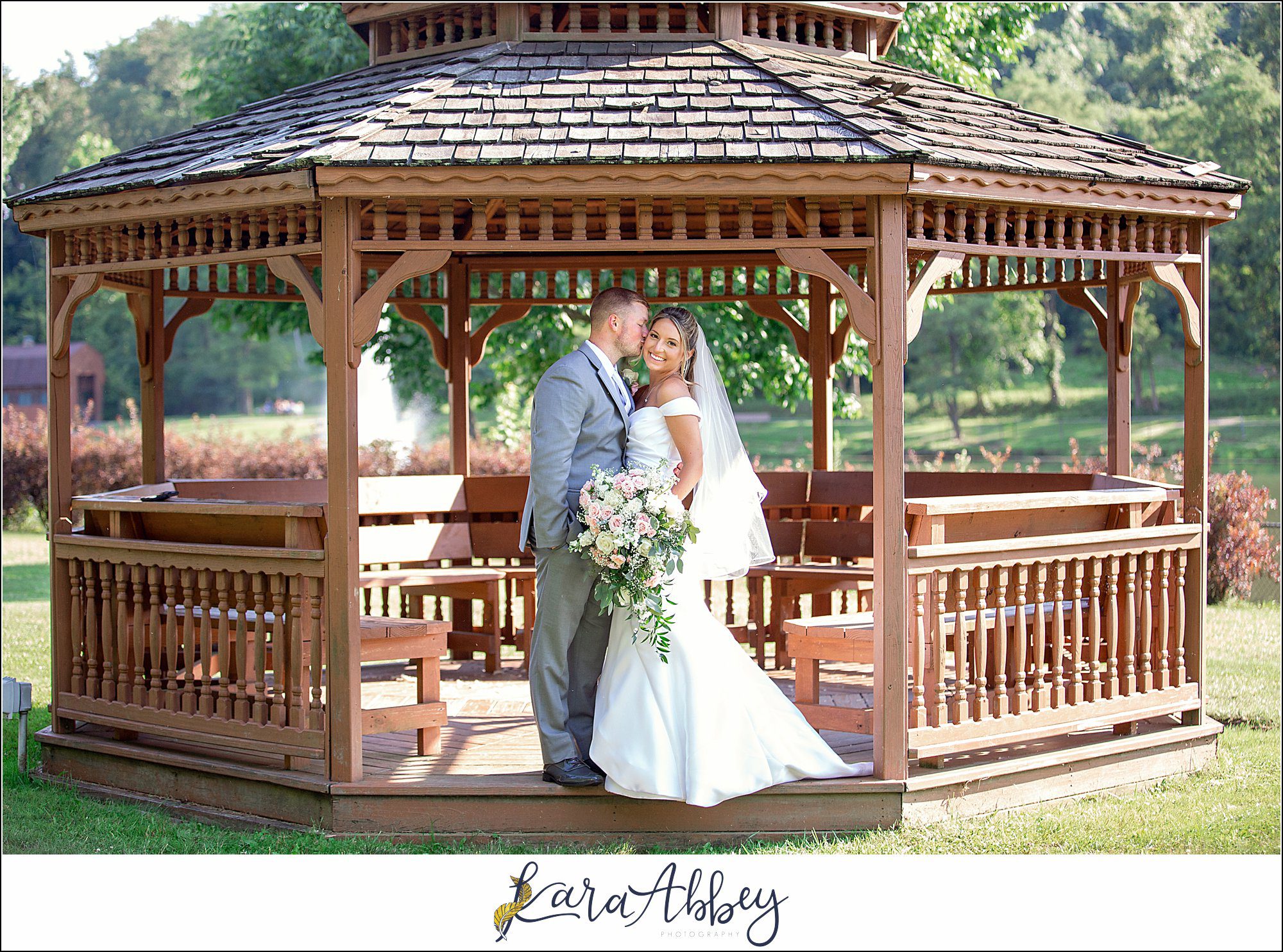 Blush & Grey Summer Wedding Bride & Groom Portraits at Indian Lake Park in Irwin, PA