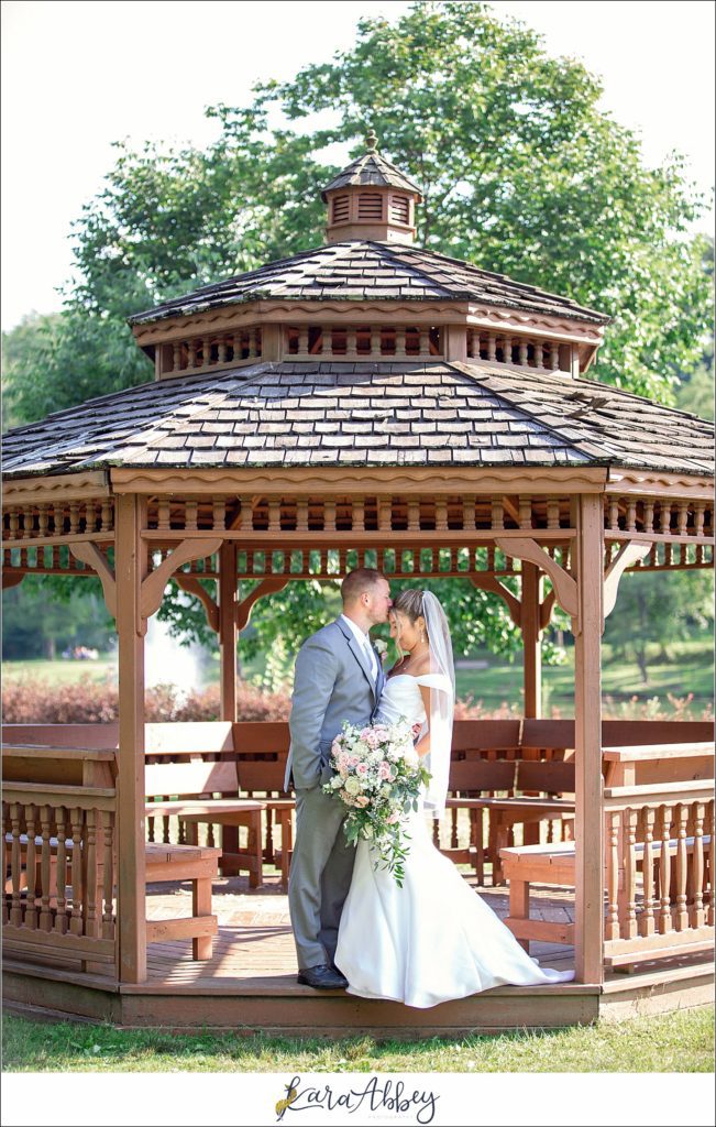 Blush & Grey Summer Wedding Bride & Groom Portraits at Indian Lake Park in Irwin, PA