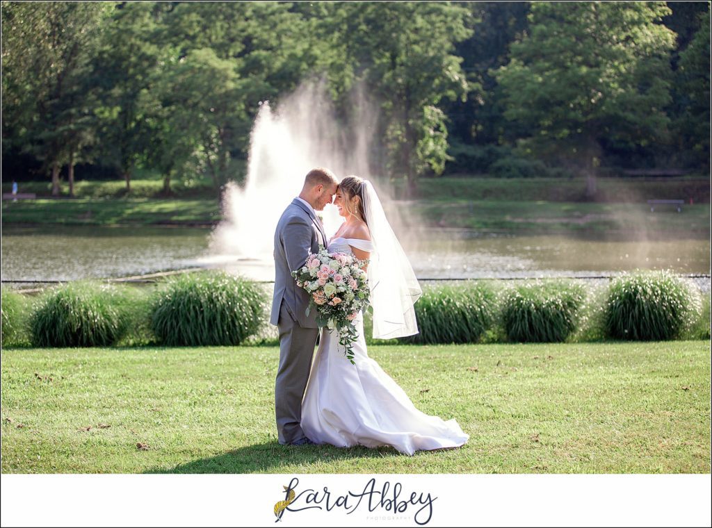 Blush & Grey Summer Wedding Bride & Groom Portraits at Indian Lake Park in Irwin, PA