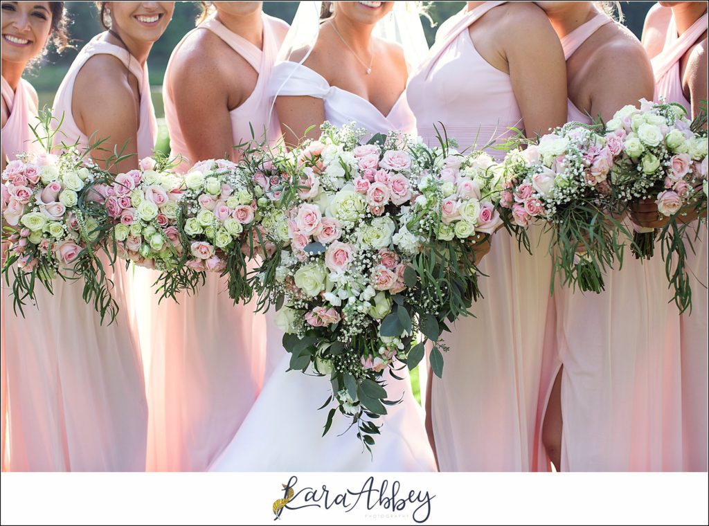 Blush & Grey Summer Wedding Bridal Party Portraits at Indian Lake Park in Irwin, PA