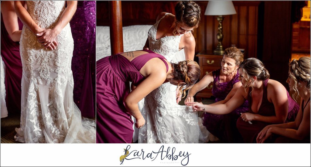 Maroon & Navy Fall Wedding at the Belhurst Castle in Geneva NY - Getting Ready in the Tower Suite
