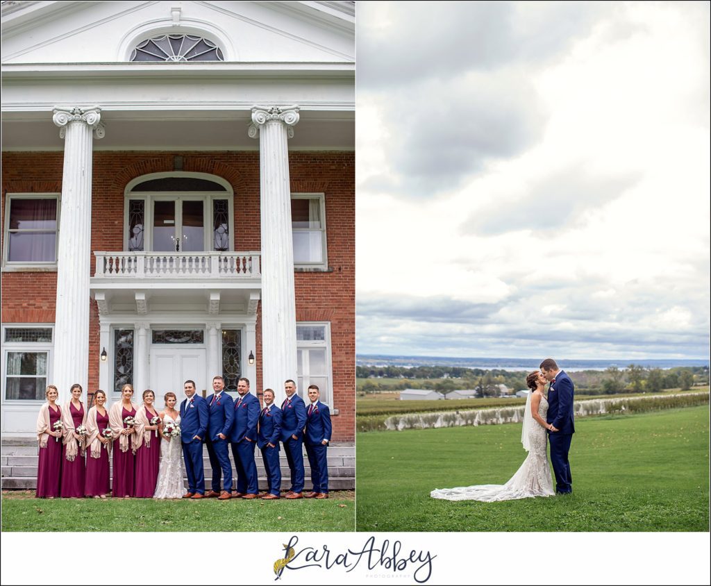 Maroon & Navy Fall Wedding at the Belhurst Castle in Geneva NY - Bride & Groom Portraits at White Springs Manor
