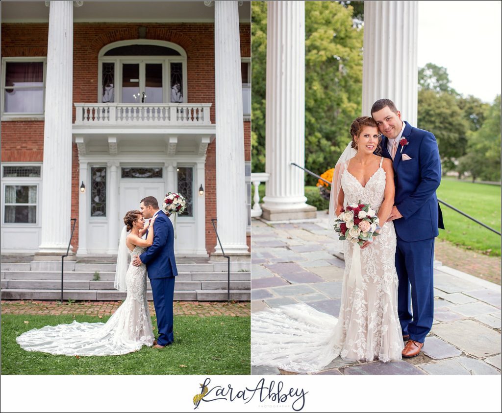Maroon & Navy Fall Wedding at the Belhurst Castle in Geneva NY - Bride & Groom Portraits at White Springs Manor