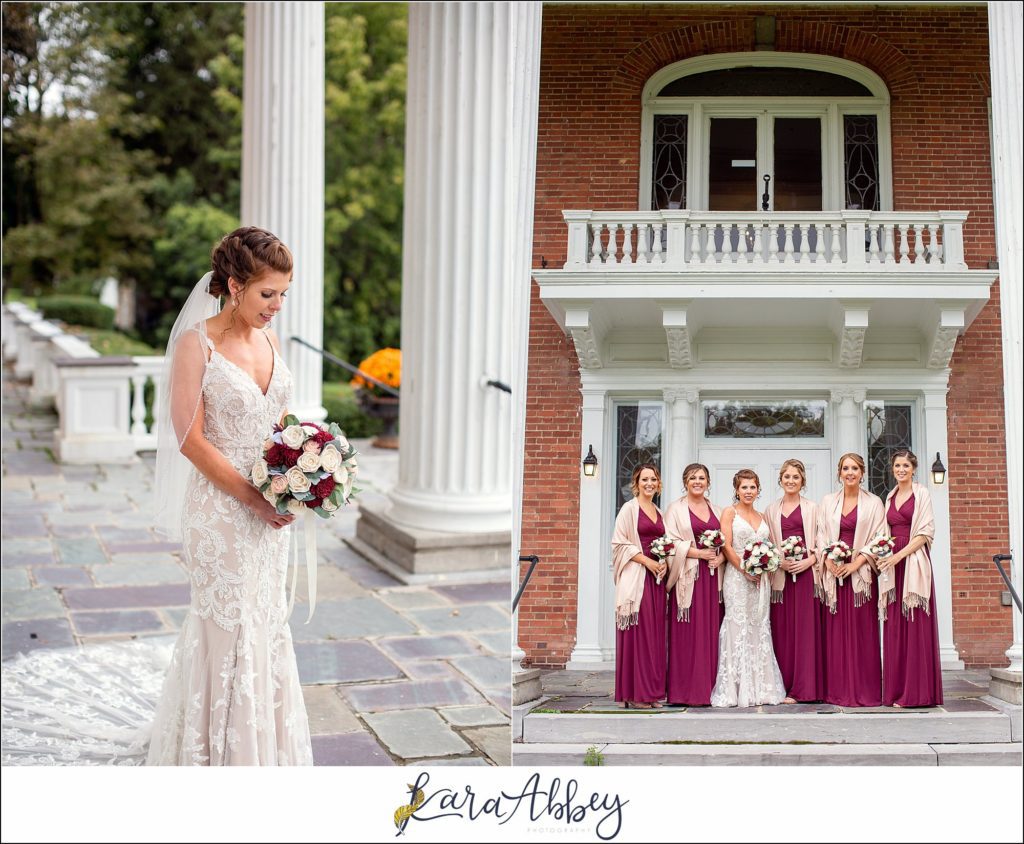 Maroon & Navy Fall Wedding at the Belhurst Castle in Geneva NY - Bride & Groom Portraits at White Springs Manor