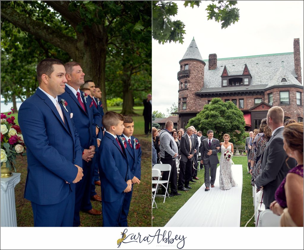 Maroon & Navy Fall Wedding at the Belhurst Castle in Geneva NY - Outdoor Ceremony