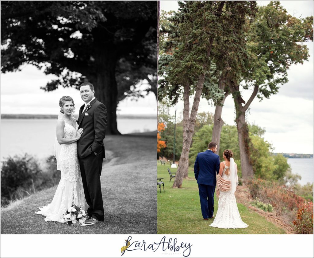 Maroon & Navy Fall Wedding at the Belhurst Castle in Geneva NY - Outdoor Ceremony