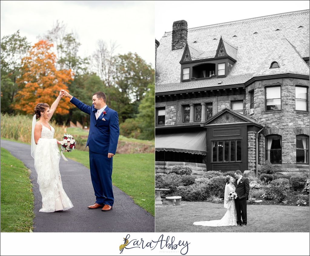 Maroon & Navy Fall Wedding at the Belhurst Castle in Geneva NY - Outdoor Ceremony