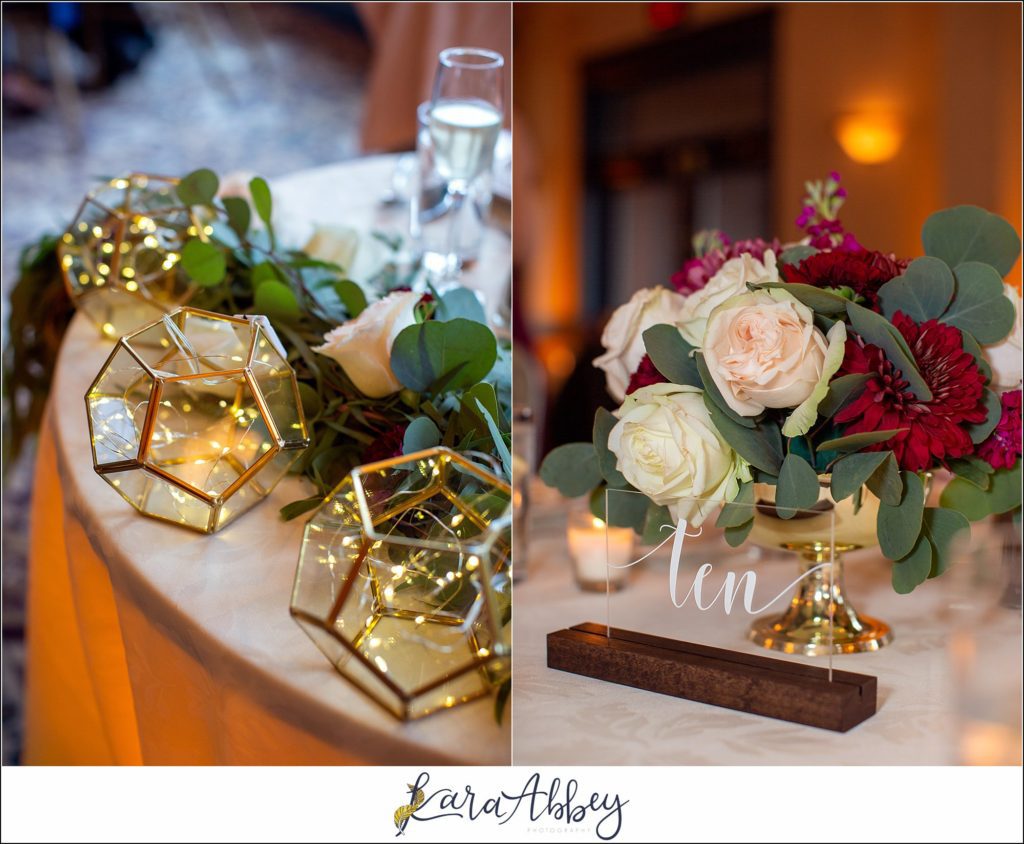Maroon & Navy Fall Wedding at the Belhurst Castle in Geneva NY - Reception Details