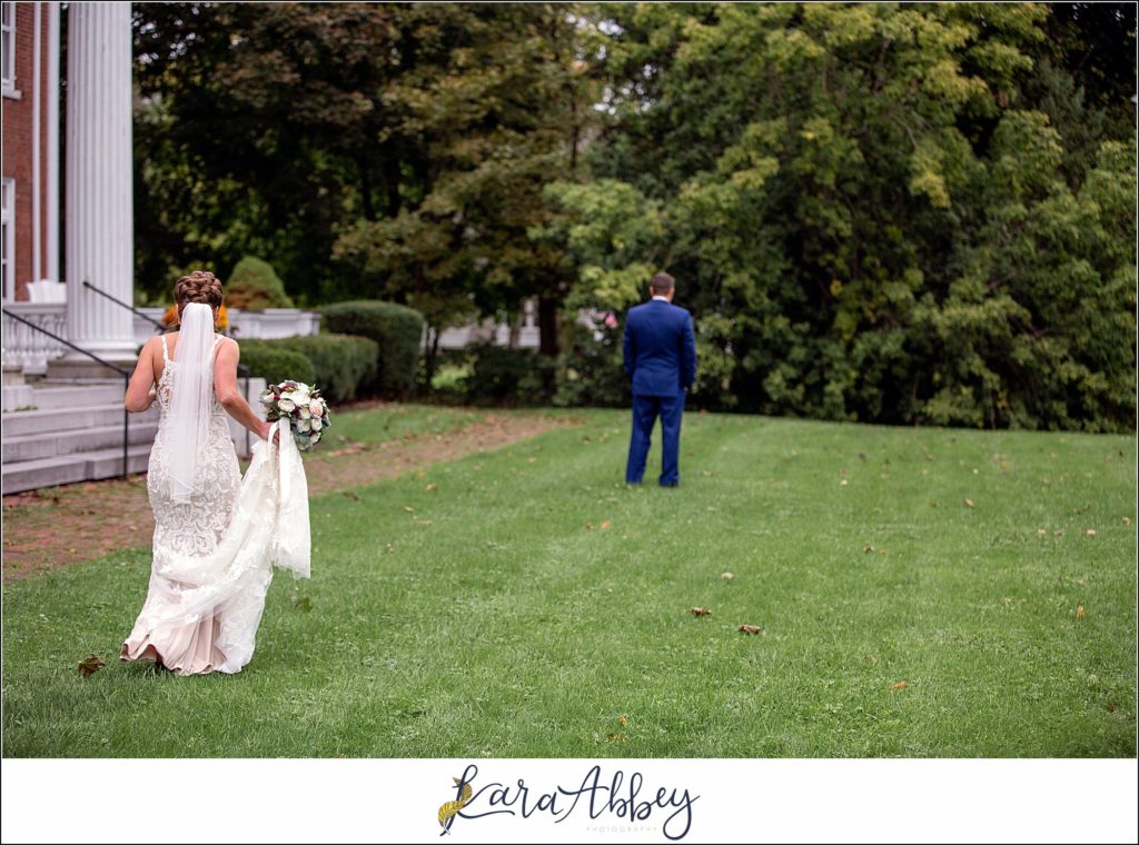 Maroon & Navy Fall Wedding at the Belhurst Castle in Geneva NY - First Look at White Springs Manor
