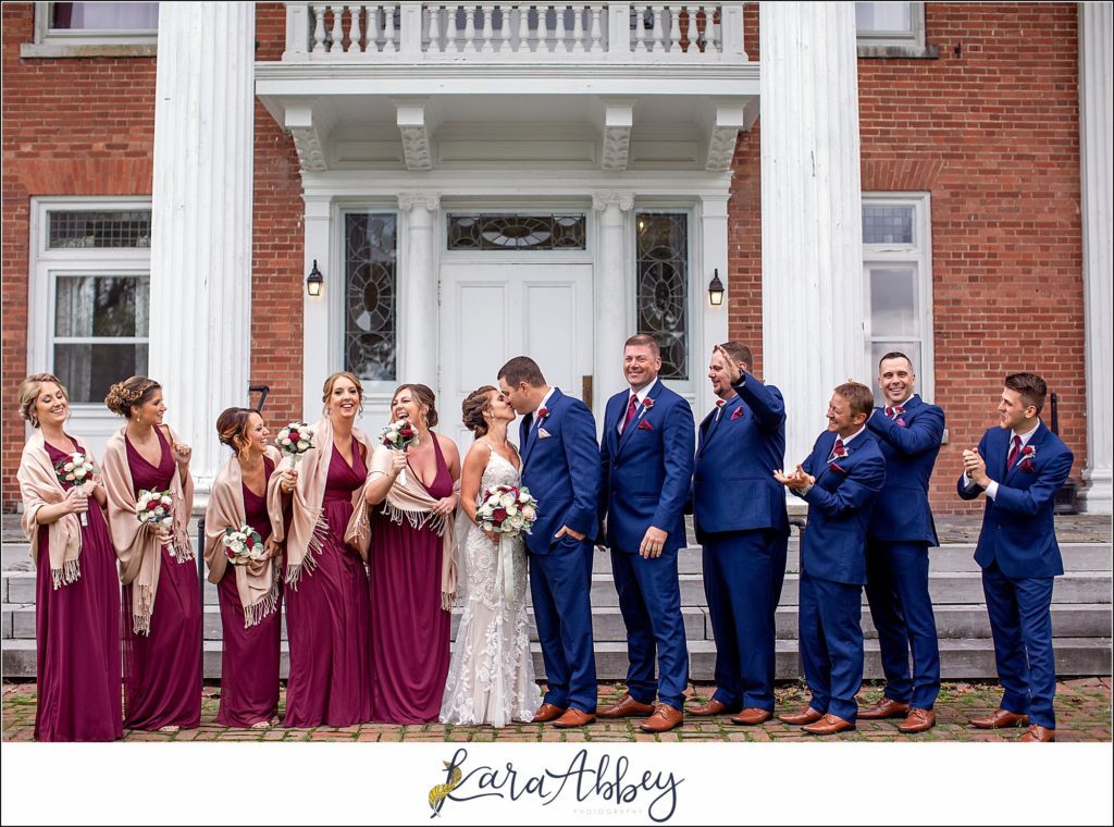 Maroon & Navy Fall Wedding at the Belhurst Castle in Geneva NY - Bride & Groom Portraits at White Springs Manor