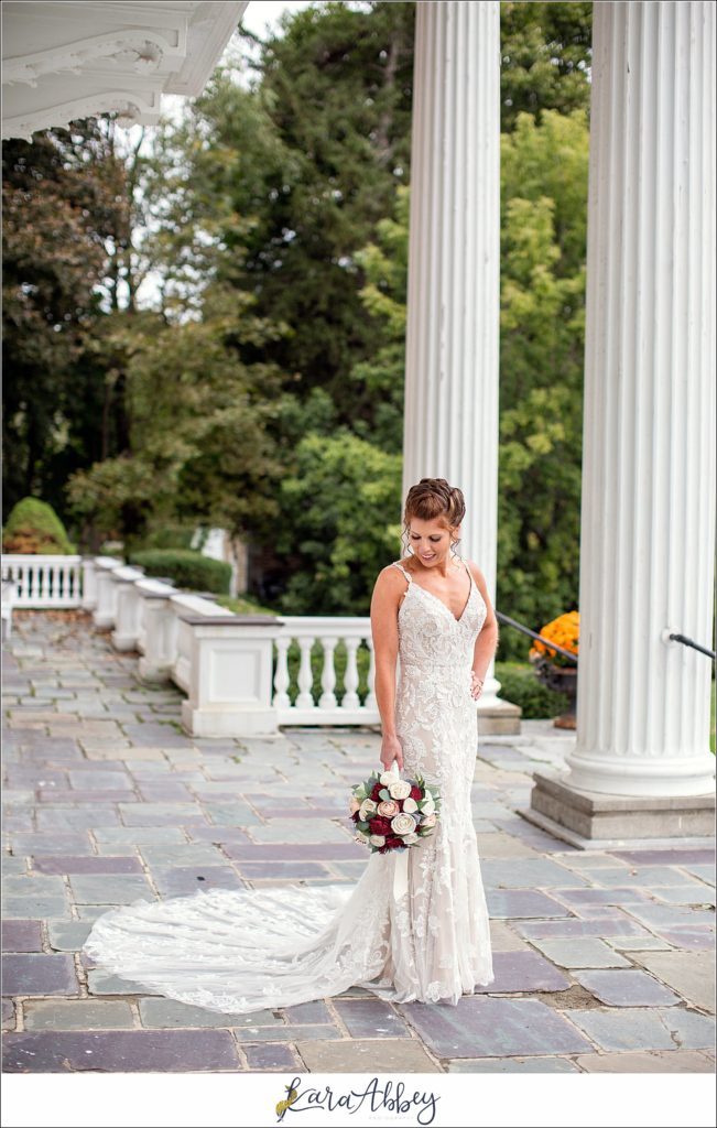 Maroon & Navy Fall Wedding at the Belhurst Castle in Geneva NY - Bride & Groom Portraits at White Springs Manor