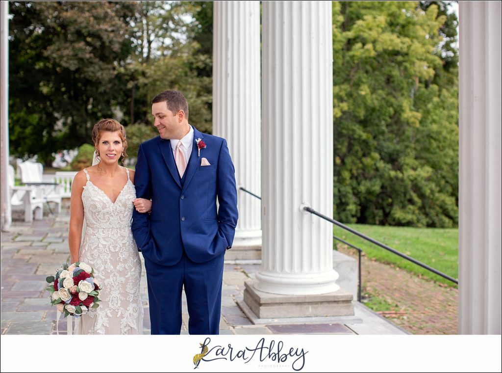 Maroon & Navy Fall Wedding at the Belhurst Castle in Geneva NY - Bride & Groom Portraits at White Springs Manor