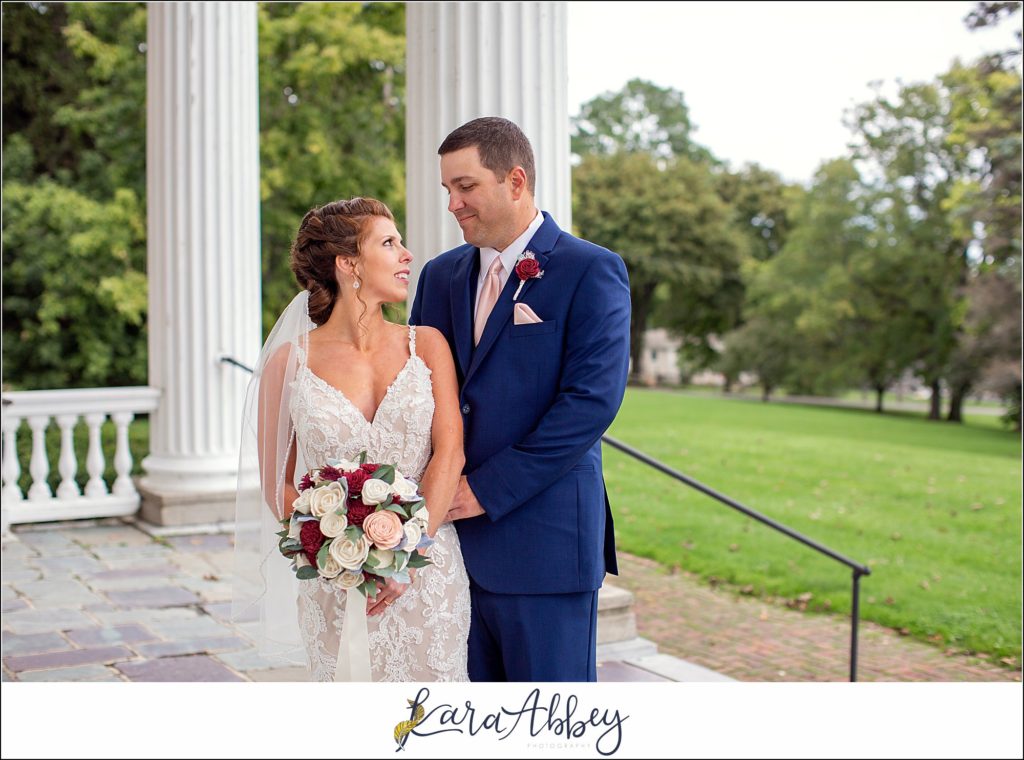 Maroon & Navy Fall Wedding at the Belhurst Castle in Geneva NY - Bride & Groom Portraits at White Springs Manor