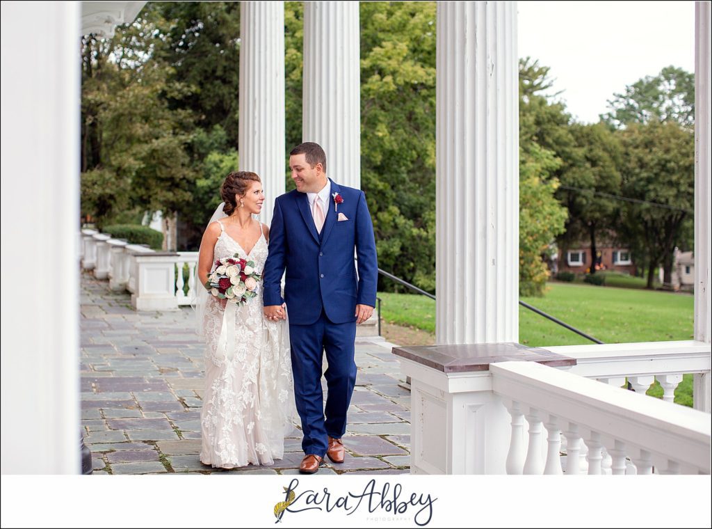 Maroon & Navy Fall Wedding at the Belhurst Castle in Geneva NY - Bride & Groom Portraits at White Springs Manor