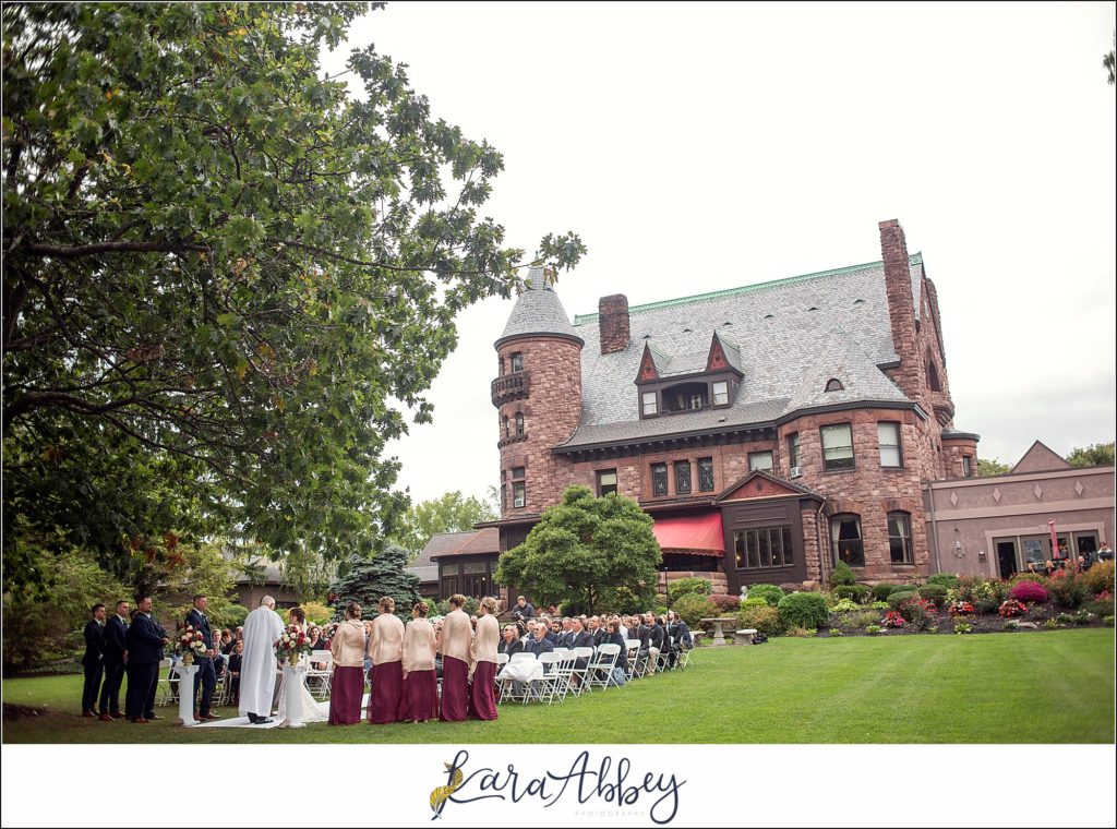 Maroon & Navy Fall Wedding at the Belhurst Castle in Geneva NY - Outdoor Ceremony