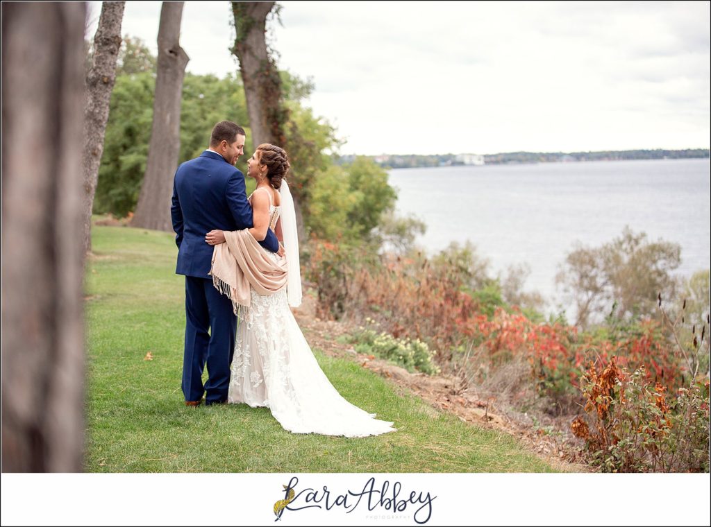 Maroon & Navy Fall Wedding at the Belhurst Castle in Geneva NY - Outdoor Ceremony