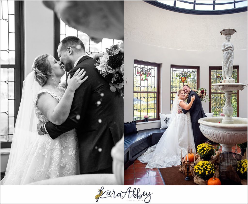 Maroon Fairy Tail Fall Wedding at Linden Hall Mansion in Dawson, PA - Bride & Groom Portraits