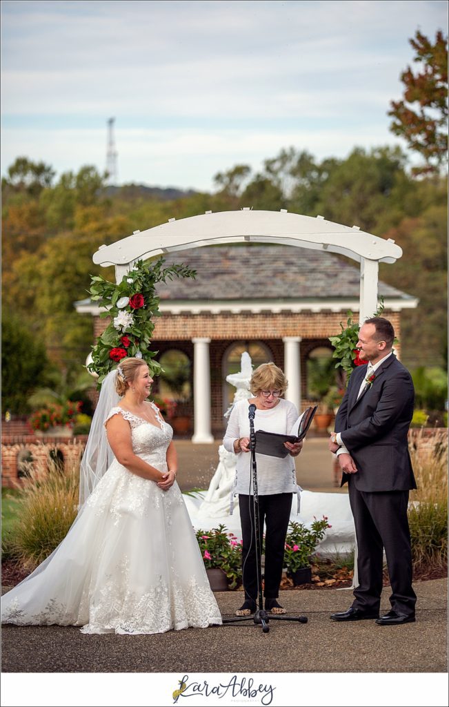 Maroon Fairy Tail Fall Wedding at Linden Hall Mansion in Dawson, PA - Outdoor Ceremony on the Lawn