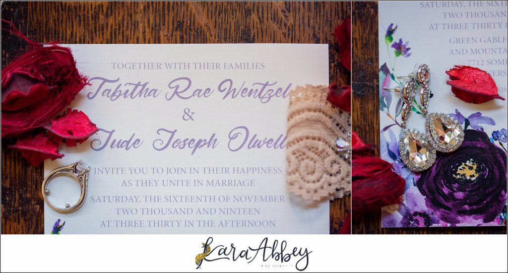 Purple & Grey Fall Wedding Pictures at Green Gables Jennerstown PA - Bridal Details Getting Ready