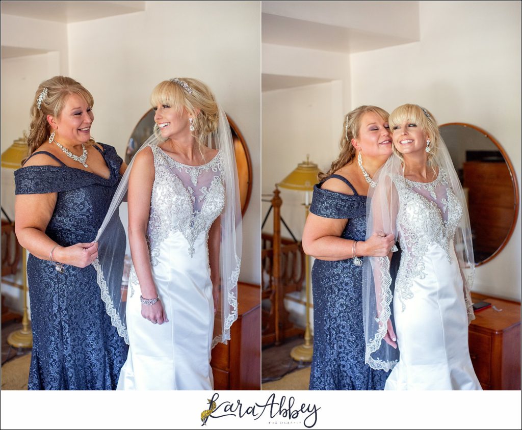 Purple & Grey Fall Wedding Pictures at Green Gables Jennerstown PA - Bride Getting Ready with her Mom