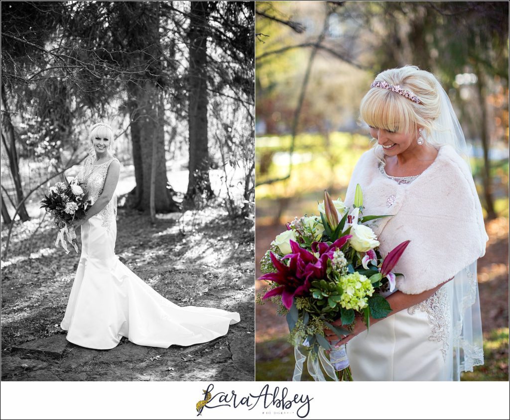 Purple & Grey Fall Wedding Pictures at Green Gables Jennerstown PA - Bride & Bridesmaids Portraits