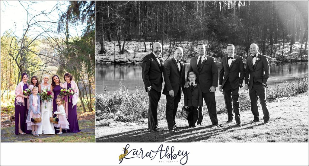 Purple & Grey Fall Wedding Pictures at Green Gables Jennerstown PA - Groom & Groomsmen, Bride & Bridesmaids Portraits