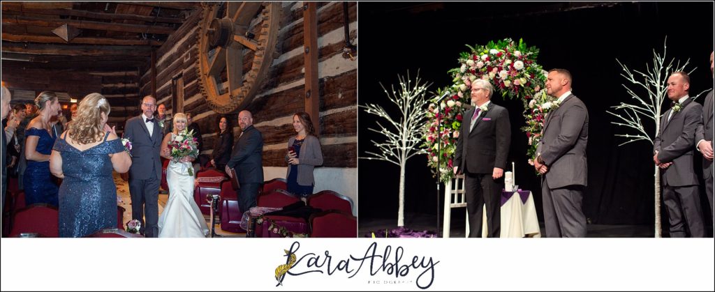 Purple & Grey Fall Wedding Pictures at Green Gables Jennerstown PA - Ceremony in the Mountain Playhouse