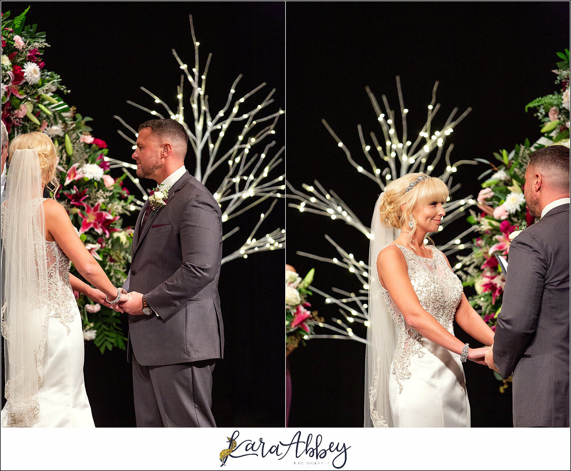 Purple & Grey Fall Wedding Pictures at Green Gables Jennerstown PA - Ceremony in the Mountain Playhouse