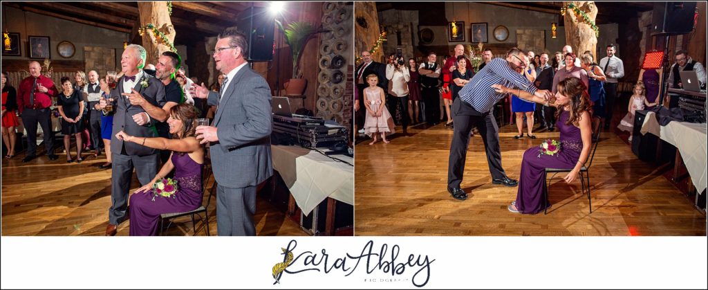 Purple & Grey Fall Wedding Pictures at Green Gables Jennerstown PA - Garter & Bouquet Toss