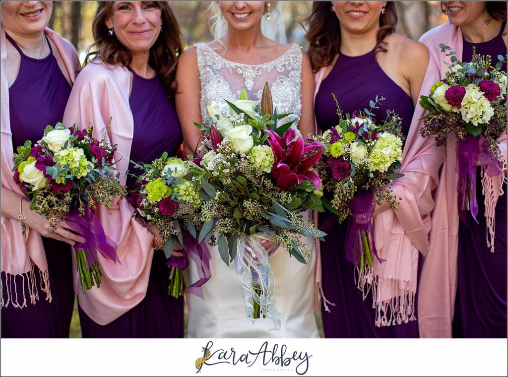 Purple & Grey Fall Wedding Pictures at Green Gables Jennerstown PA - Bride & Bridesmaids Portraits
