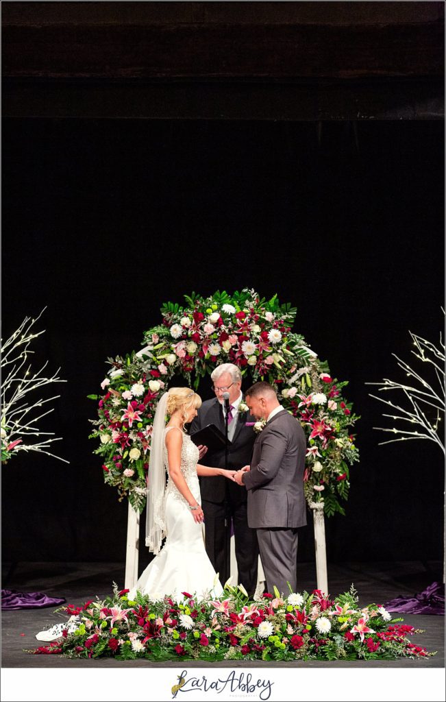 Purple & Grey Fall Wedding Pictures at Green Gables Jennerstown PA - Ceremony in the Mountain Playhouse