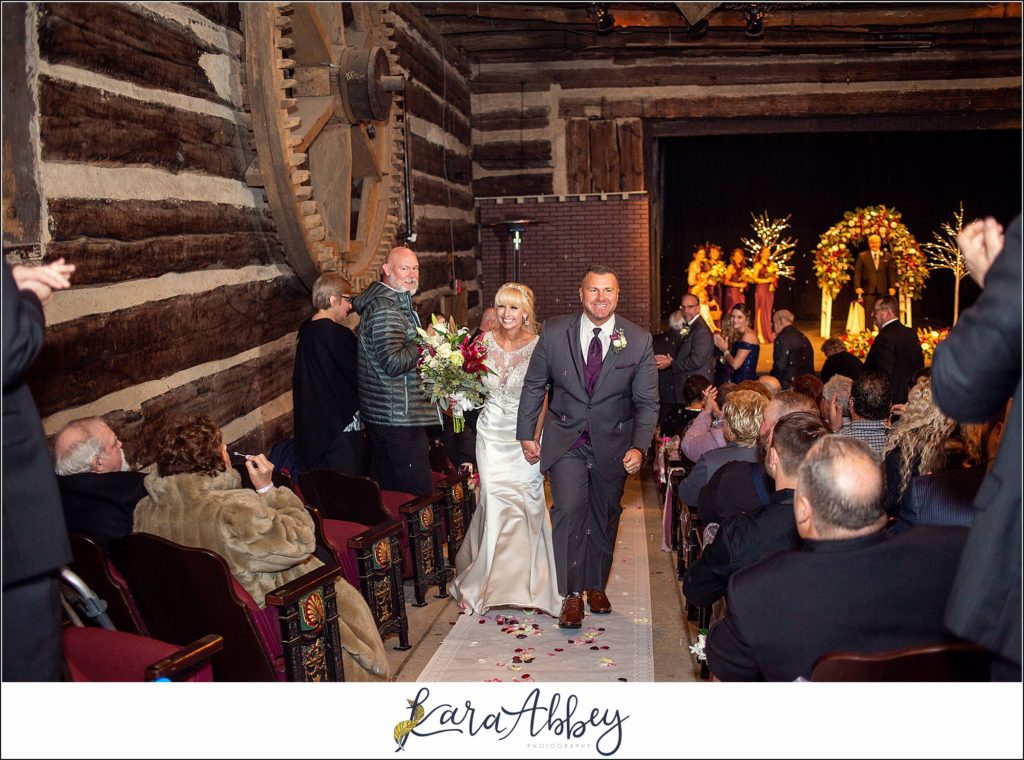 Purple & Grey Fall Wedding Pictures at Green Gables Jennerstown PA - Ceremony in the Mountain Playhouse