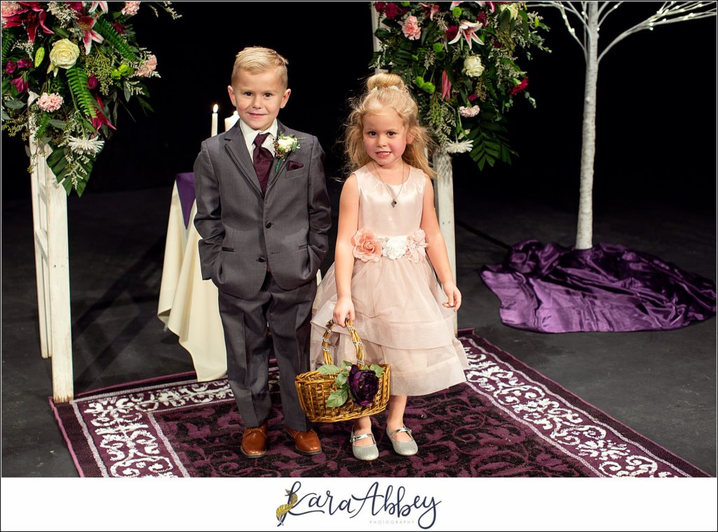 Purple & Grey Fall Wedding Pictures at Green Gables Jennerstown PA - Ceremony in the Mountain Playhouse