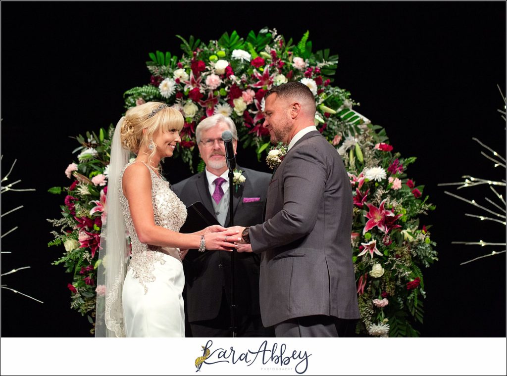 Purple & Grey Fall Wedding Pictures at Green Gables Jennerstown PA - Ceremony in the Mountain Playhouse