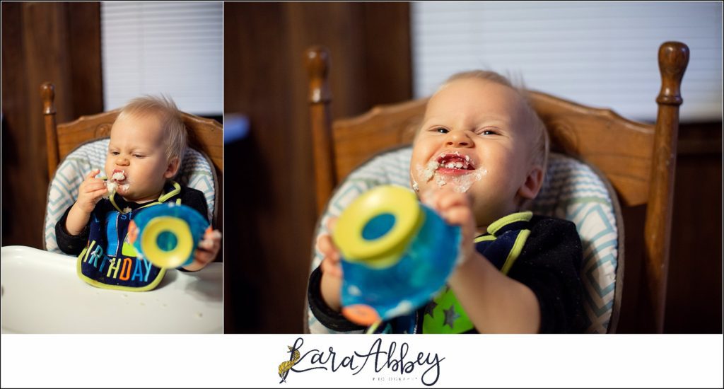 Leander's 1st Birthday Party in Irwin PA - First Cake