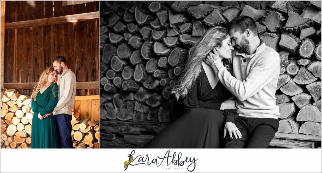 Cold Rainy Engagement Session at Grandma's Barn in Pennsylvania by Kara Abbey Photography
