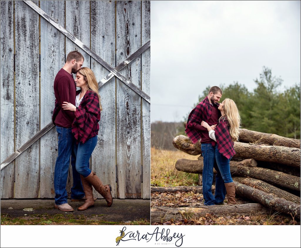 Cold Rainy Engagement Session on Family Christmas Tree Farm in Pennsylvania by Kara Abbey Photography