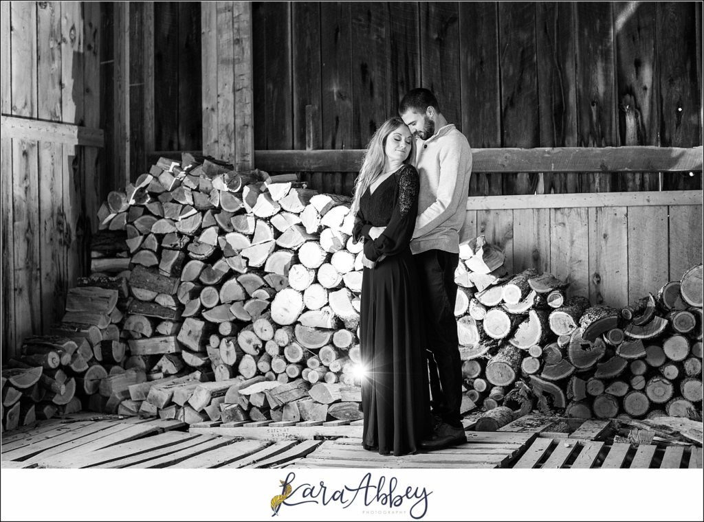 Cold Rainy Engagement Session at Grandma's Barn in Pennsylvania by Kara Abbey Photography