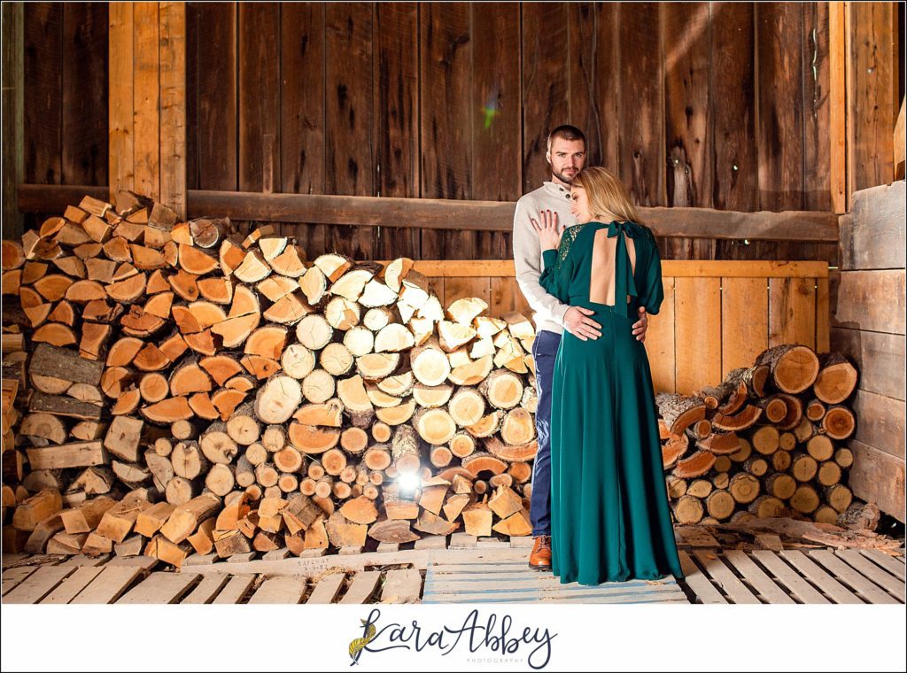 Cold Rainy Engagement Session at Grandma's Barn in Pennsylvania by Kara Abbey Photography