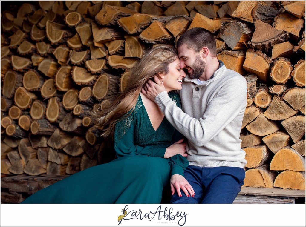 Cold Rainy Engagement Session at Grandma's Barn in Pennsylvania by Kara Abbey Photography