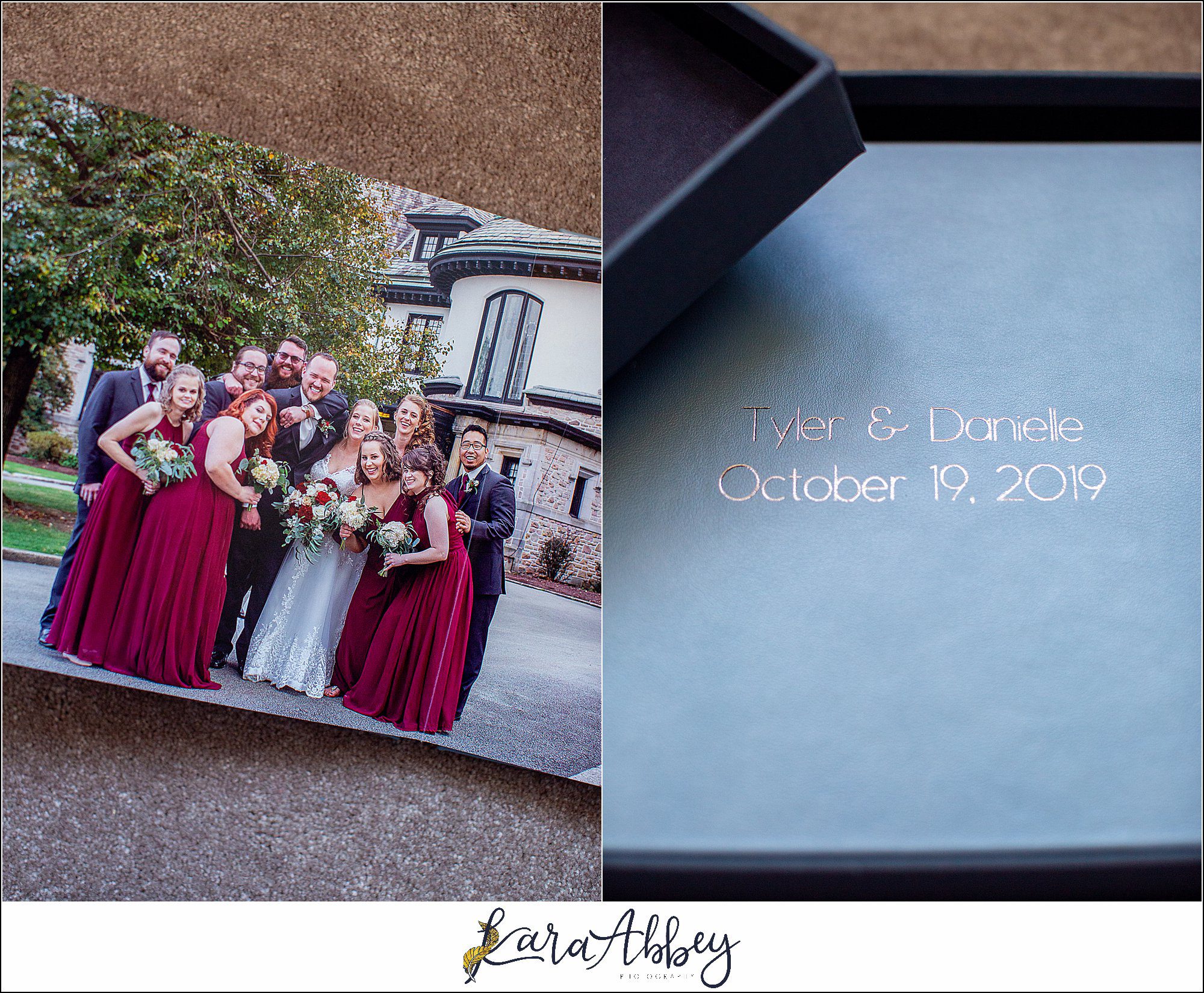 Fine Art Pearlescent Blue Leather Wedding Album from Linden Hall Fall Wedding