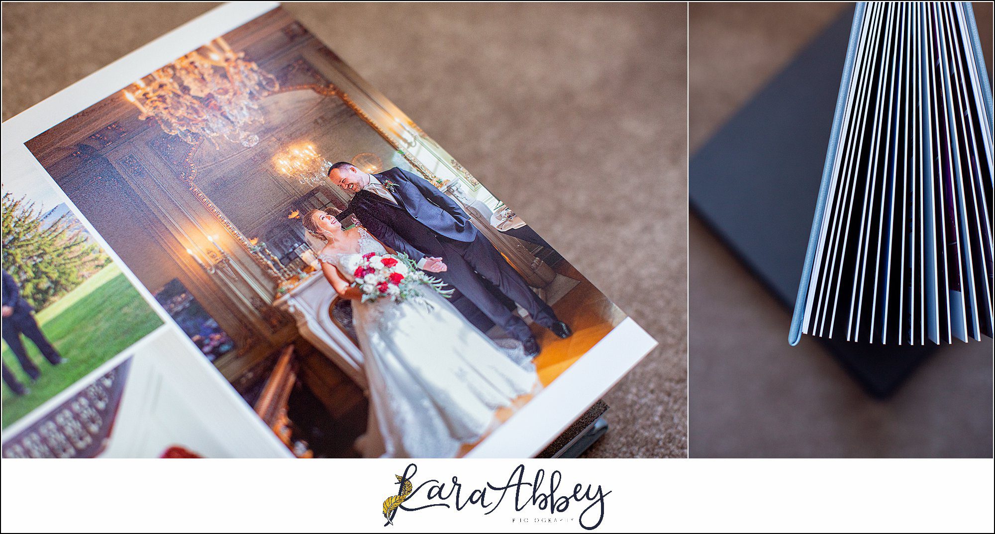 Fine Art Pearlescent Blue Leather Wedding Album from Linden Hall Fall Wedding