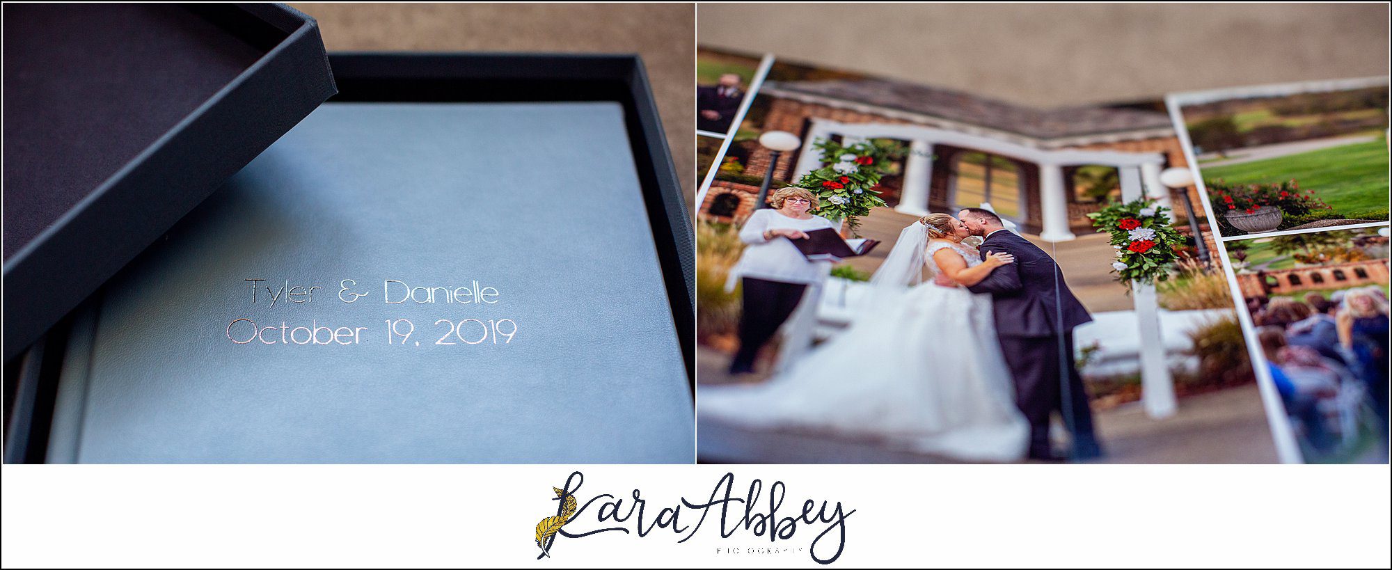 Fine Art Pearlescent Blue Leather Wedding Album from Linden Hall Fall Wedding
